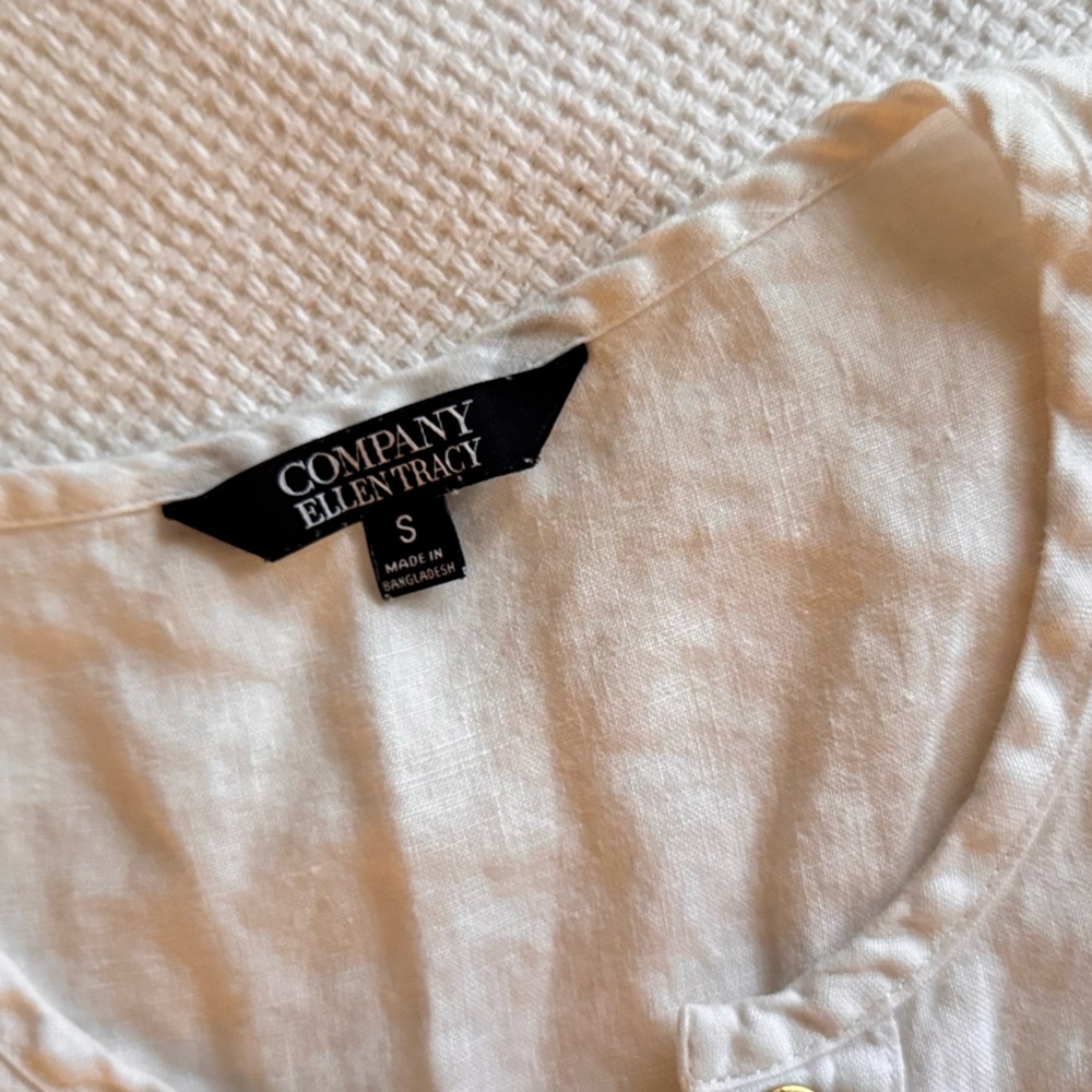ELLEN TRACY White Linen Lace-Up Blouse Women’s Top - Picture 7 of 13